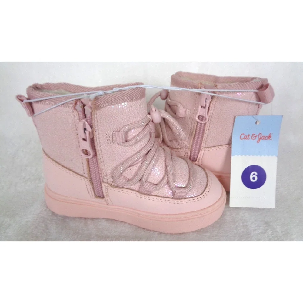 Cat & Jack Toddler Girls Sophia Sparkly Winter‎ Boots Blush Pink Size 6
